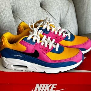 Nike Colorblock Air Max Sz 7Y - Pink, Gold & Blue